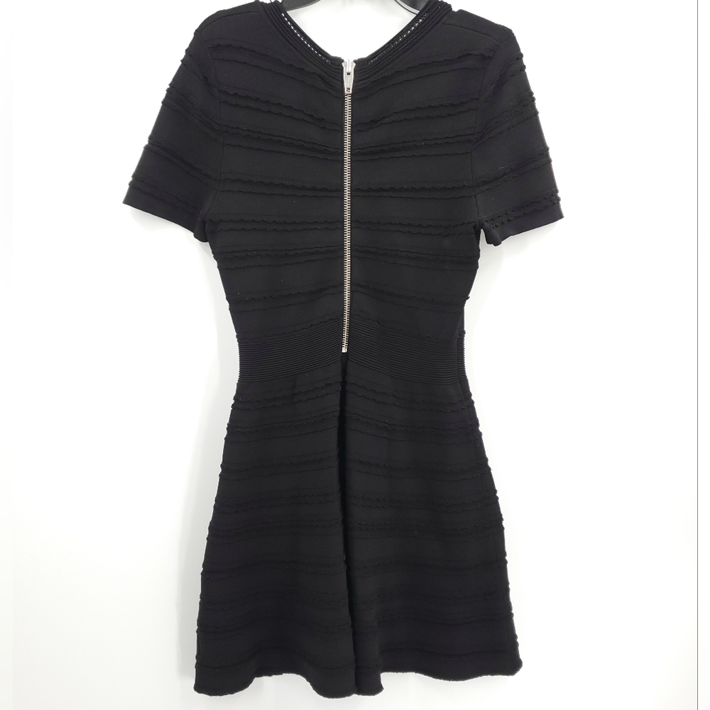 The Kooples Black Textured Fit Flared Dress Size Small - Picture 2 of 4